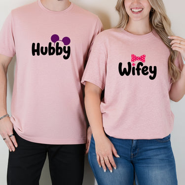 Hubby Wifey Bowtie Matching T-Shirts For Couples